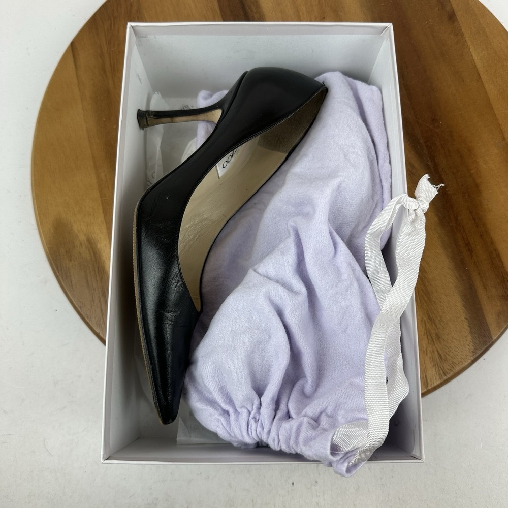 Womens Jimmy Choo Black Kid Leather Eleven Pointed Toe Pumps Heels Size EU 38 - Picture 14 of 14
